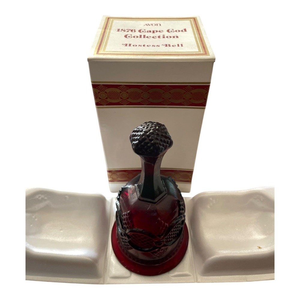 Avon 1876 Cape Cod Collection Hostess Bell Ruby Red Glass Original Box VTG